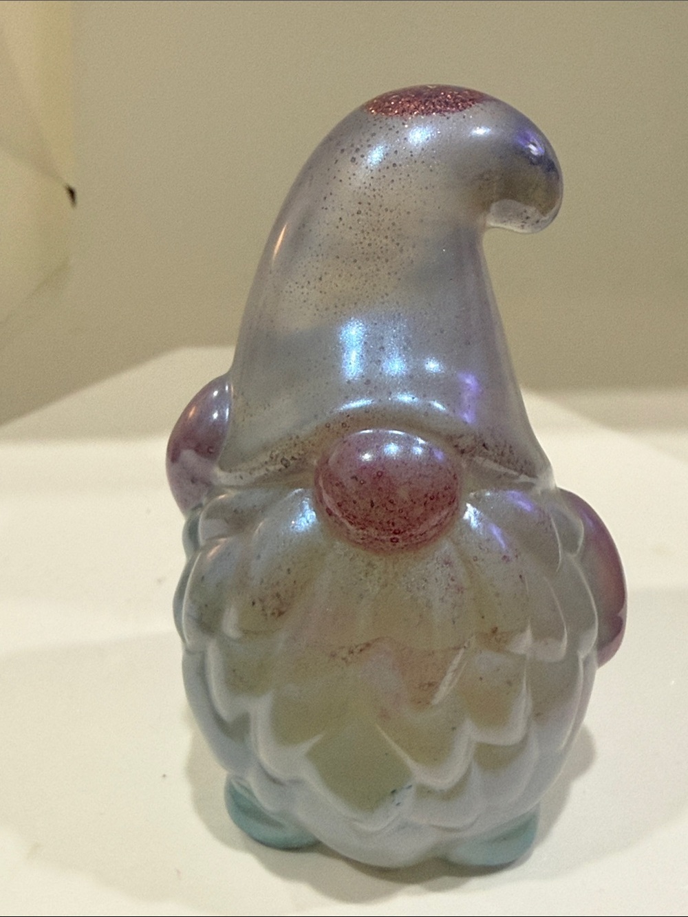 Iridescent Purple Resin Gnome Accent Figurine
